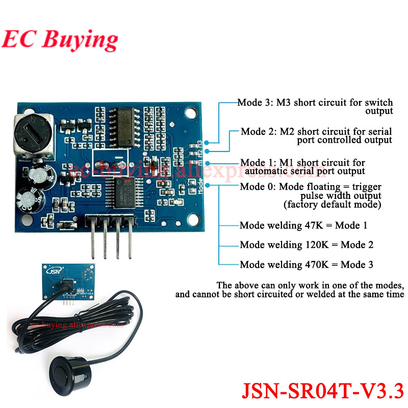 Ultrasonic Distance Sensor - Waterproof Ultrasonic Sensor Module JSN-SR04T 3.0