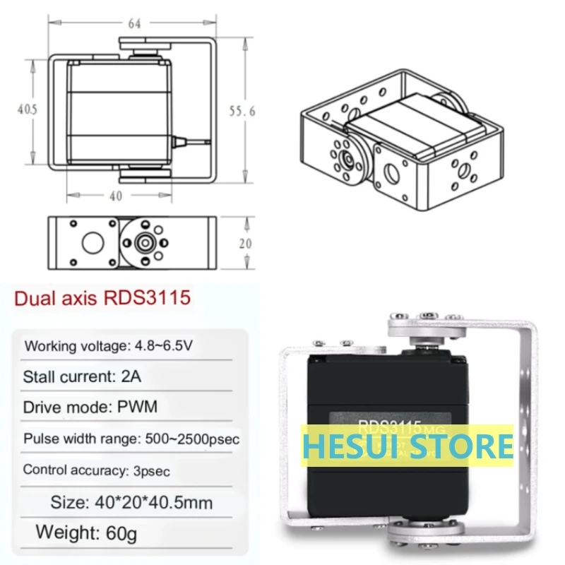 RDS3115 15kg Metal Gear Digita - Servo Pan Tilt recension och pris