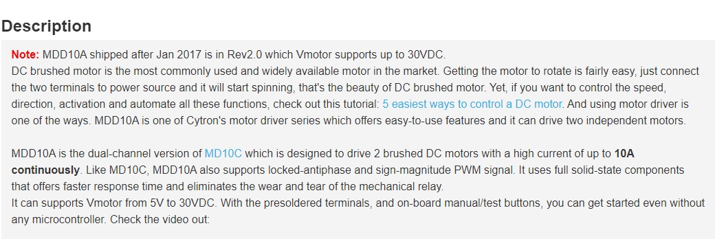 MDD10A 10Amp 5V-30V DC Motor D - Motor Driver Module recension och pris